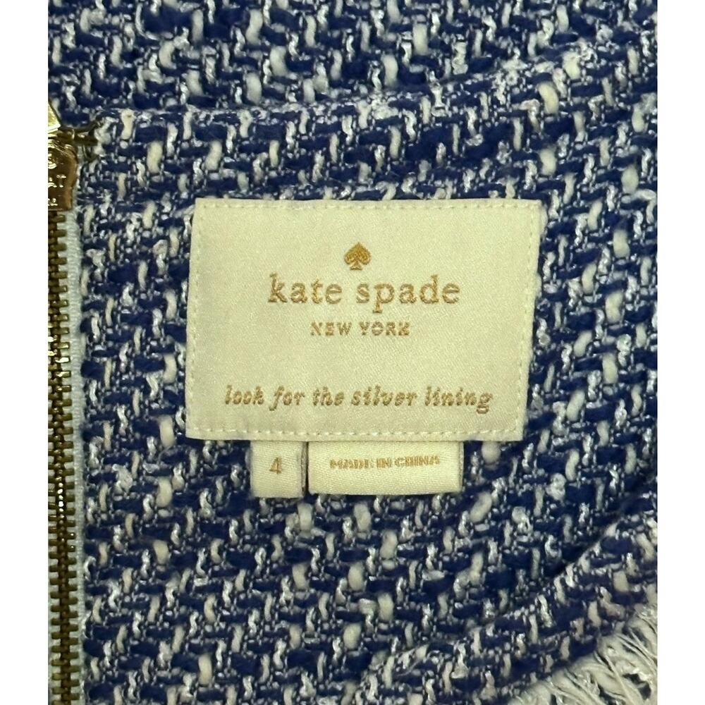 KATE SPADE Tweed Sheath Mini Dress Blue Career Office Cocktail Classic Preppy 4 - Picture 8 of 11